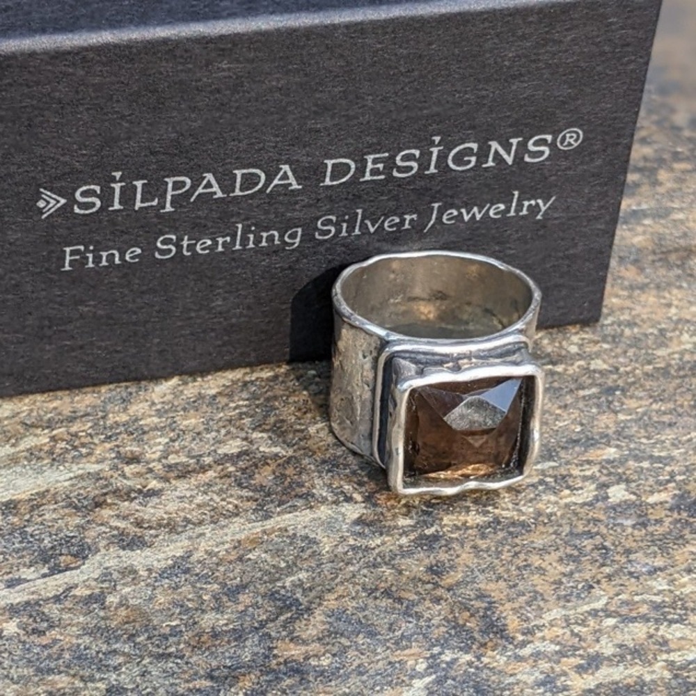 Silpada Solid Sterling Silver Ring With Smoky Bro… - image 4